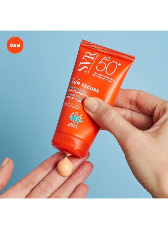 اس في أر واقي الشمس SVR SUN SECURE Blur SPF50+ بتأثير التمويه البصري، حماية عالية، تركيبة تحافظ على البيئة، 50 مل - Image 2